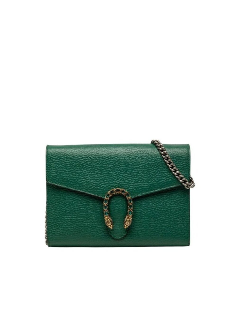 Gucci Dionysus Chain Wallet Shoulder Bag Green Gold Leather